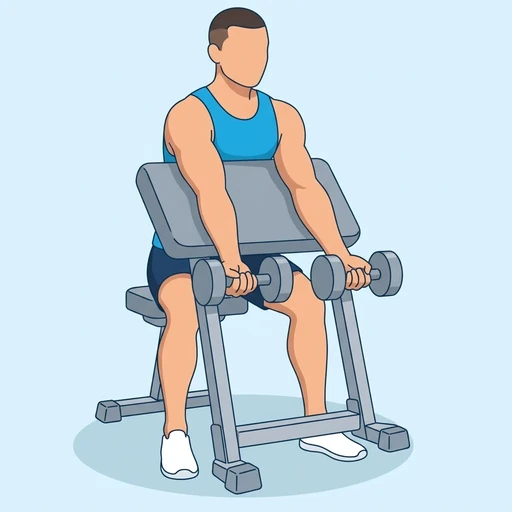 Dumbbell Preacher Curl — start position, flat illustration
