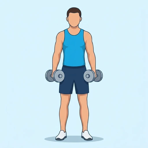 Dumbbell Shrug — start position, flat illustration
