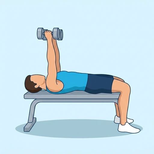 Dumbbell Skull Crusher — start position, flat illustration