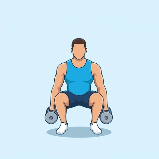 Dumbbell Squat — peak position, flat illustration