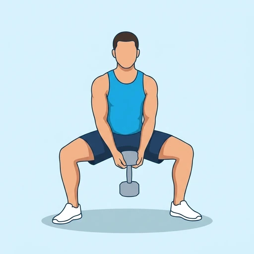 Dumbbell Sumo Squat — peak position, flat illustration