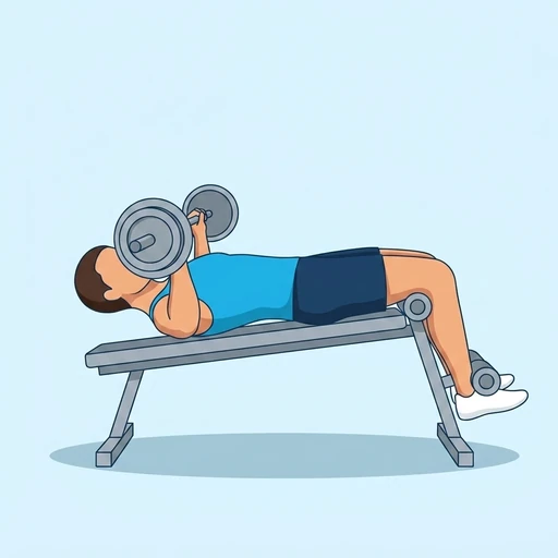 Decline EZ-Bar Bench Press — start position, flat illustration