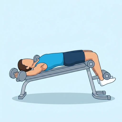 Decline Dumbbell Fly — start position, flat illustration