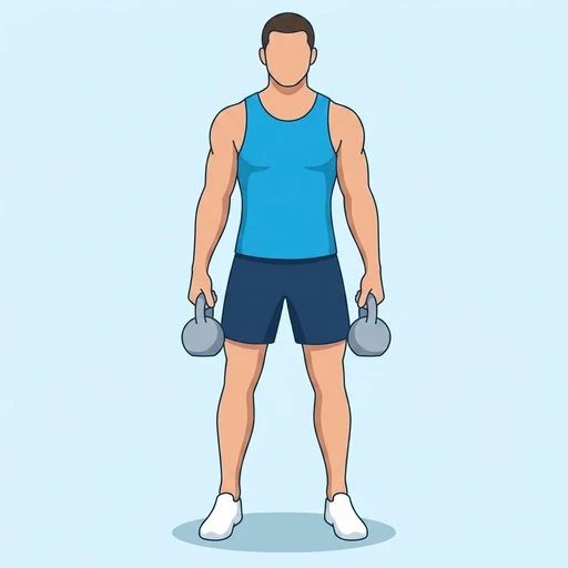 Double Kettlebell Bicep Curl — start position, flat illustration