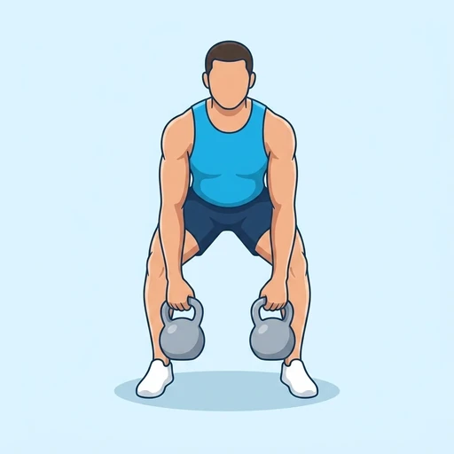 Double Kettlebell Clean — start position, flat illustration