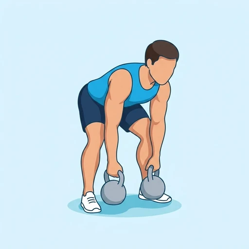 Double Kettlebell Dead Clean — start position, flat illustration