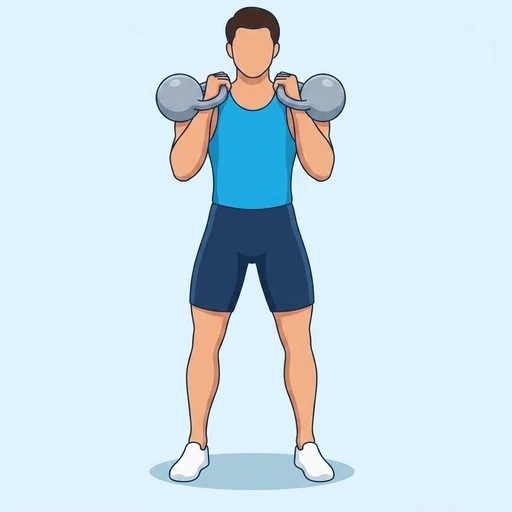 Double Kettlebell Jerk — start position, flat illustration
