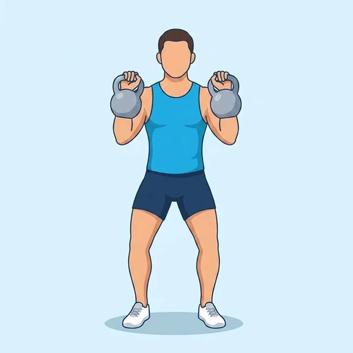 Double Kettlebell Push Press — start position, flat illustration