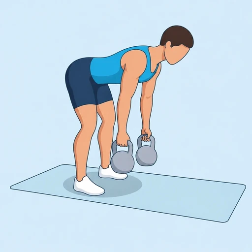 Double Kettlebell Row — start position, flat illustration