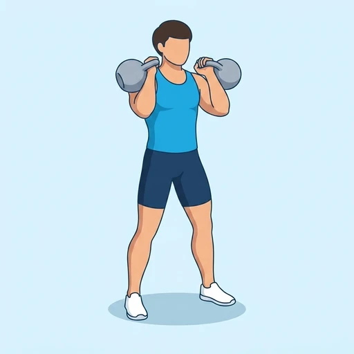 Double Kettlebell Split Jerk — start position, flat illustration