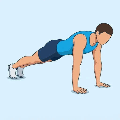 Downward Dog to Plank — peak position, flat illustration
