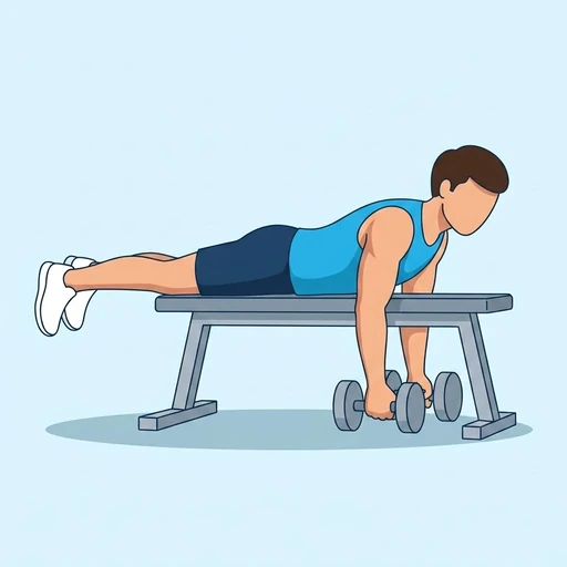 Dumbbell Bench Pull — start position, flat illustration