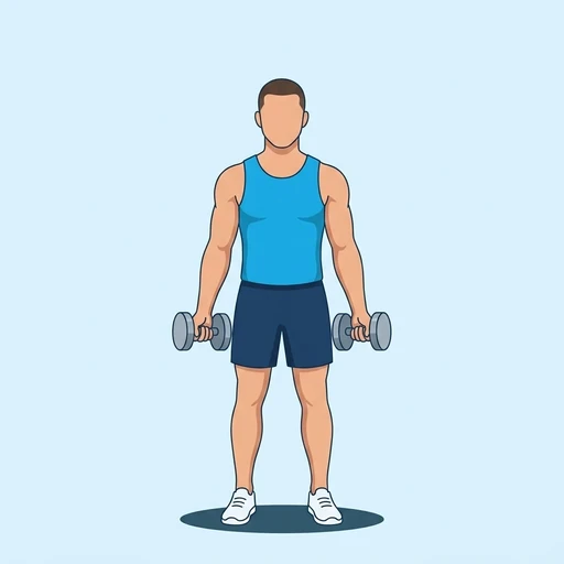 Dumbbell Curl and Press — start position, flat illustration