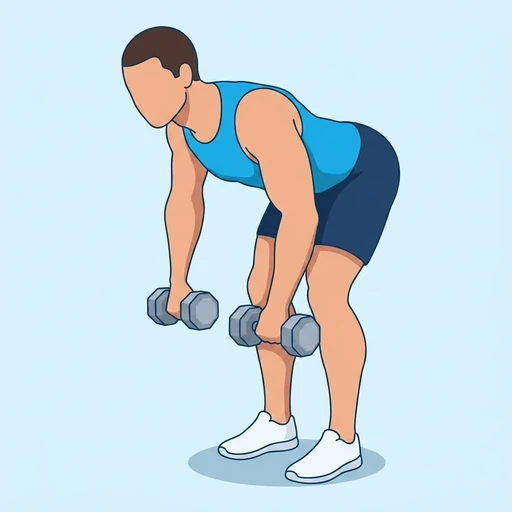 Dumbbell Face Pull — start position, flat illustration