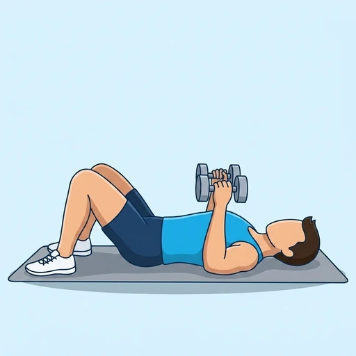 Dumbbell Floor Press — peak position, flat illustration