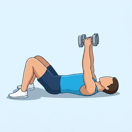 Dumbbell Floor Press — start position, flat illustration