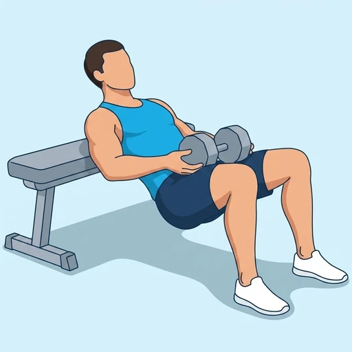 Dumbbell Hip Thrust — start position, flat illustration