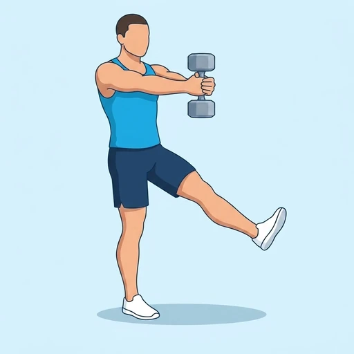 Dumbbell Pistol Squat — start position, flat illustration