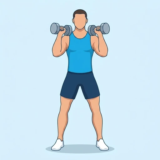 Dumbbell Push Press — start position, flat illustration