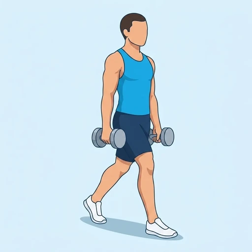 Dumbbell Split Squat — start position, flat illustration