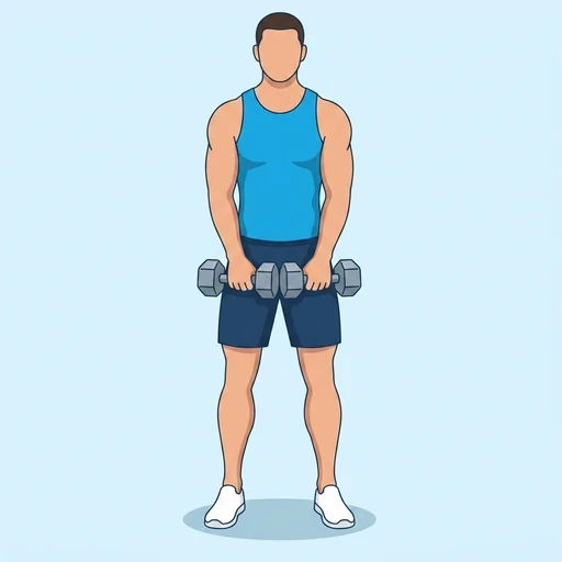 Dumbbell Upright Row — start position, flat illustration