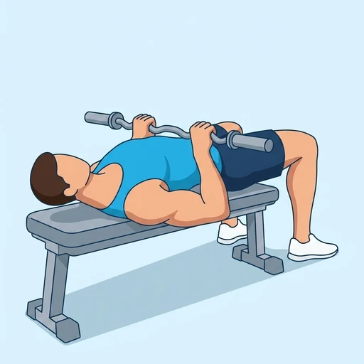 EZ-Bar Bench Press — peak position, flat illustration