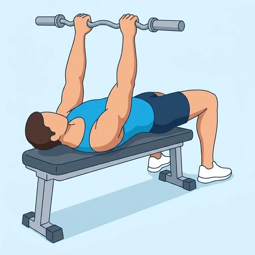 EZ-Bar Bench Press — start position, flat illustration
