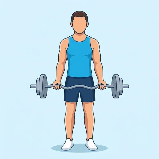 EZ-Bar Curl — start position, flat illustration