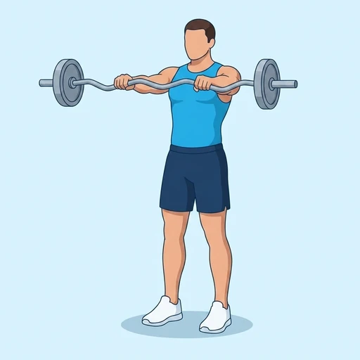 EZ-Bar Front Raise — peak position, flat illustration