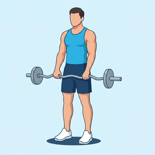 EZ-Bar Front Raise — start position, flat illustration