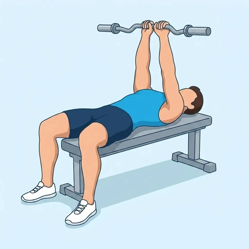EZ-Bar Lying Triceps Extension — start position, flat illustration