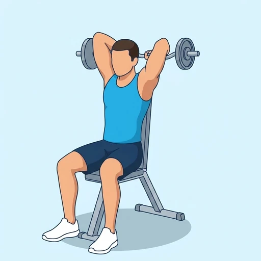 EZ-Bar Overhead Tricep Extension — start position, flat illustration