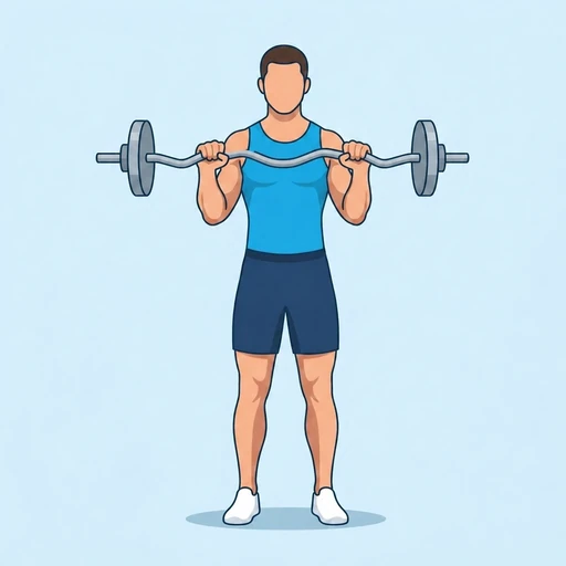 EZ-Bar Reverse Curl — peak position, flat illustration