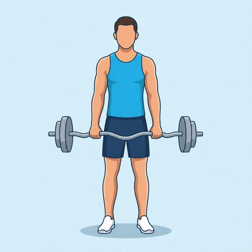 EZ-Bar Reverse Curl — start position, flat illustration