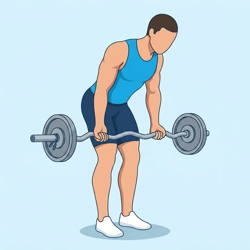EZ Bar Reverse Grip Row — start position, flat illustration
