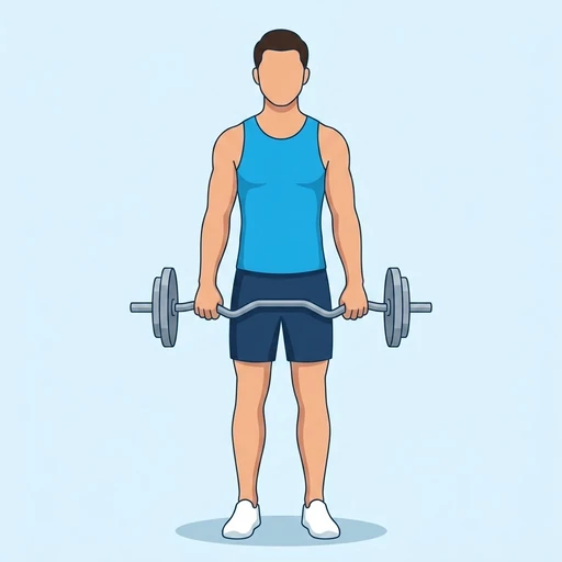 EZ-Bar Shrug — start position, flat illustration