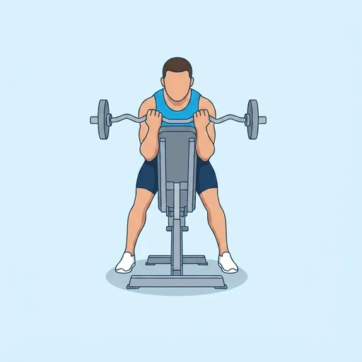 EZ Bar Spider Curl — peak position, flat illustration