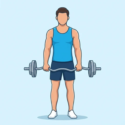 EZ-Bar Upright Row — start position, flat illustration