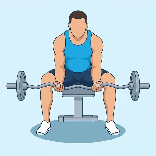 EZ-Bar Wrist Curl — start position, flat illustration