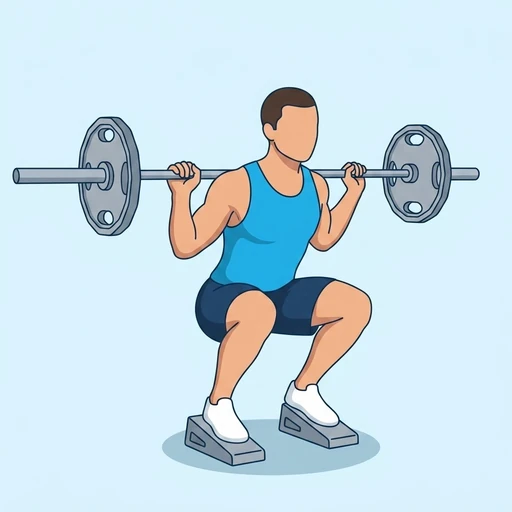 Heel-Elevated Squat — peak position, flat illustration