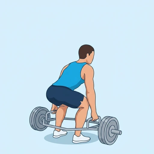 Hex Bar Deadlift — start position, flat illustration