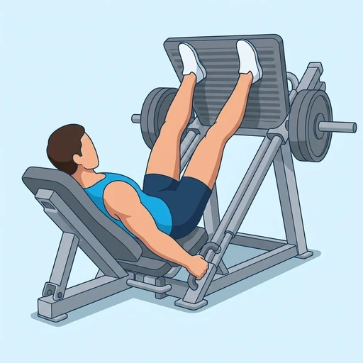 High-Foot Leg Press — start position, flat illustration