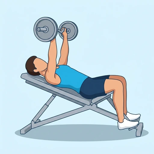 Incline EZ-Bar Bench Press — start position, flat illustration