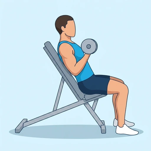 Incline Dumbbell Curl — peak position, flat illustration