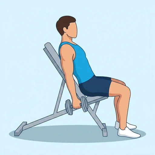 Incline Dumbbell Curl — start position, flat illustration