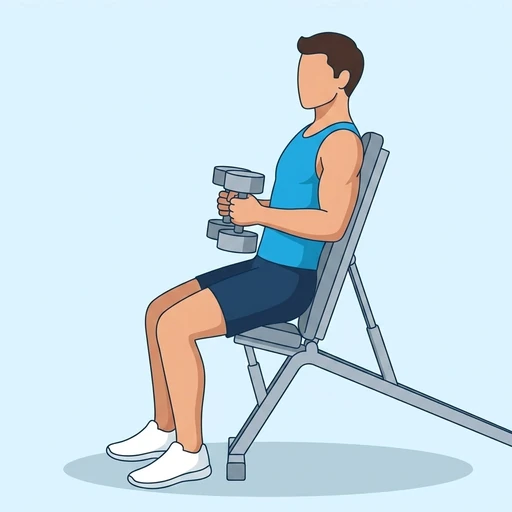 Incline Hammer Curl — peak position, flat illustration