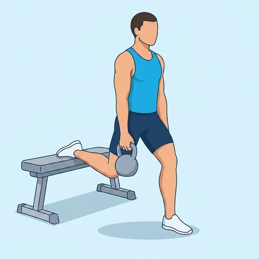 Kettlebell Bulgarian Split Squat — start position, flat illustration