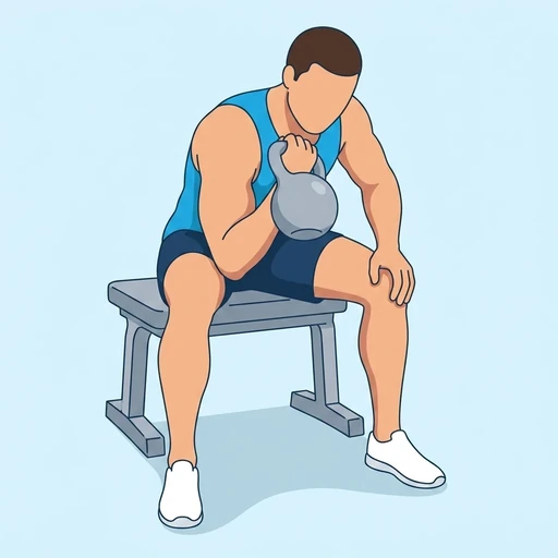 Kettlebell Concentration Curl — peak position, flat illustration