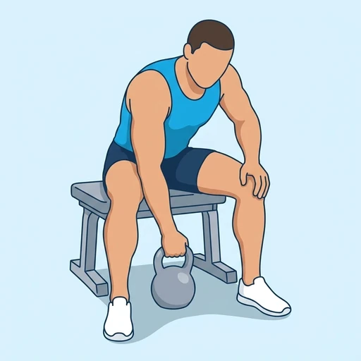 Kettlebell Concentration Curl — start position, flat illustration