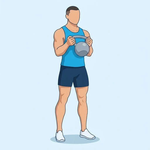 Kettlebell Curl Iso Hold, flat illustration